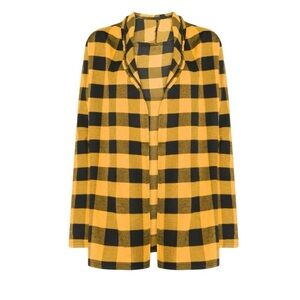 Yellow & Black Buffalo Plaid Open Front Shacket ⭐️